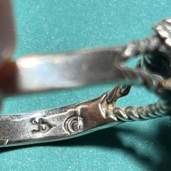 Sterling Silver Rose Flower Ring Twisted Rope Band Vintage - Picture 5 of 5